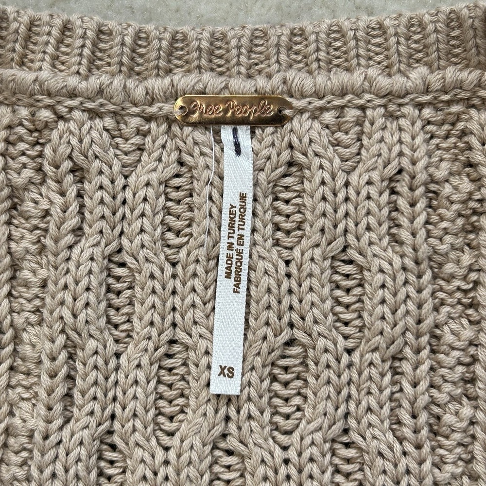 Free People High Tide Cable Knit Tank Vest Sweater Gold XS - Picture 3 of 7